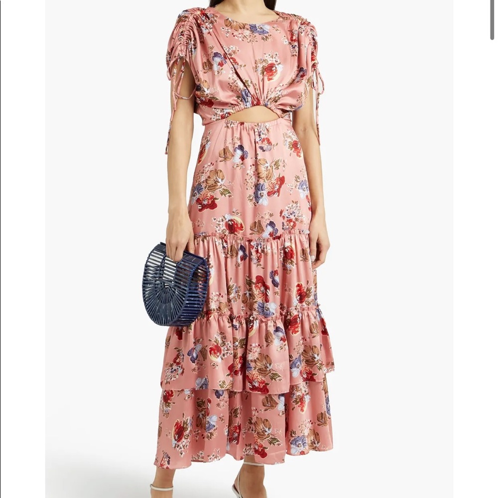 Cinq a Sept Martine Cutout Short Sleeve Tiered Dress